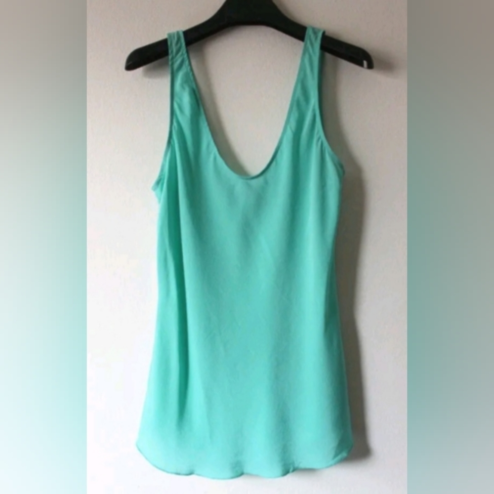 Aritzia Babaton Sid Blouse, 100% Silk, Aqua, Size M